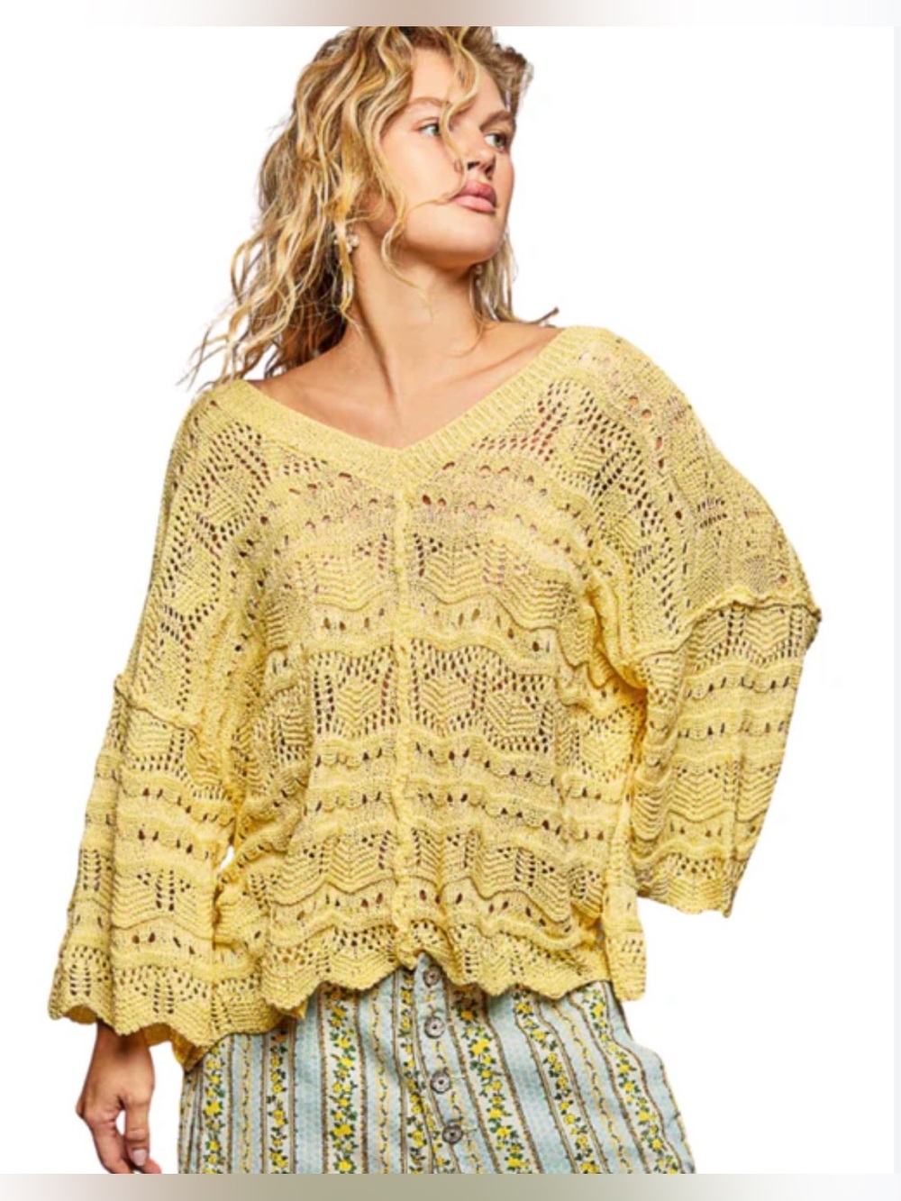 New POL Crochet Knit Top ~ Dandelion Yellow